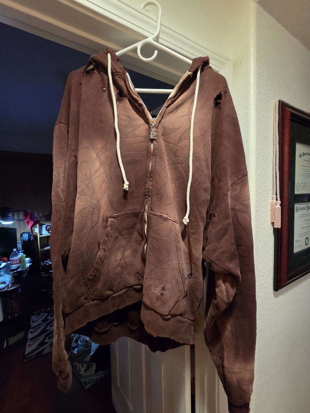 Hellstar Tribal Print Zip Hoodie. Brown. Sz 2xl. XXL.